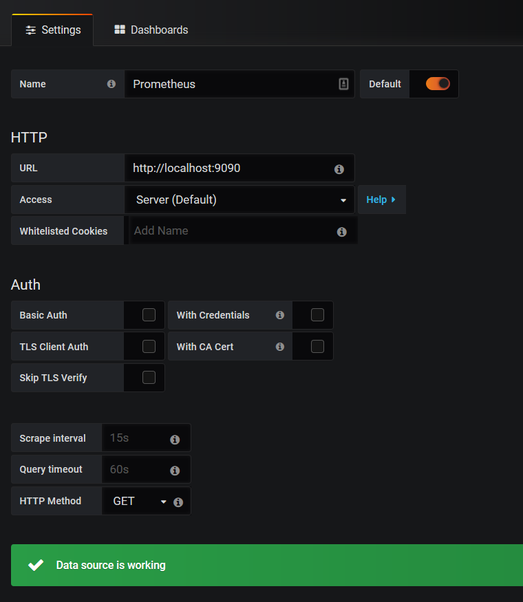 adding a grafana data source