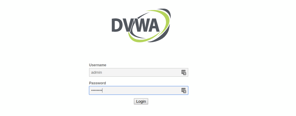 the dvwa login