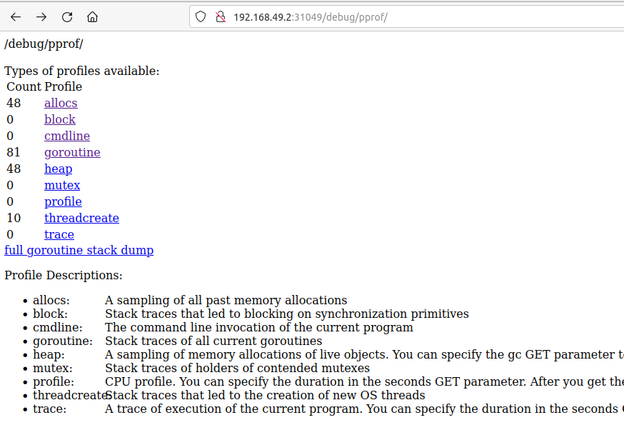 diagnostic pprof data