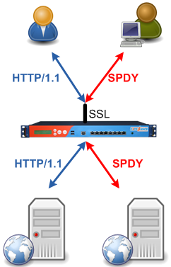 HAProxy can be used to detect and split HTTP and SPDY traffic