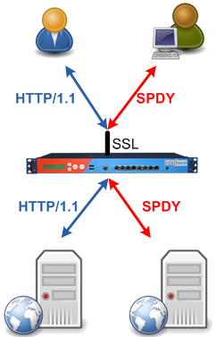 HAProxy can be used to detect and split HTTP and SPDY traffic