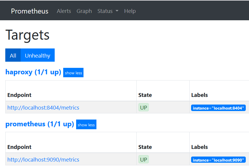 checking if the haproxy target is up